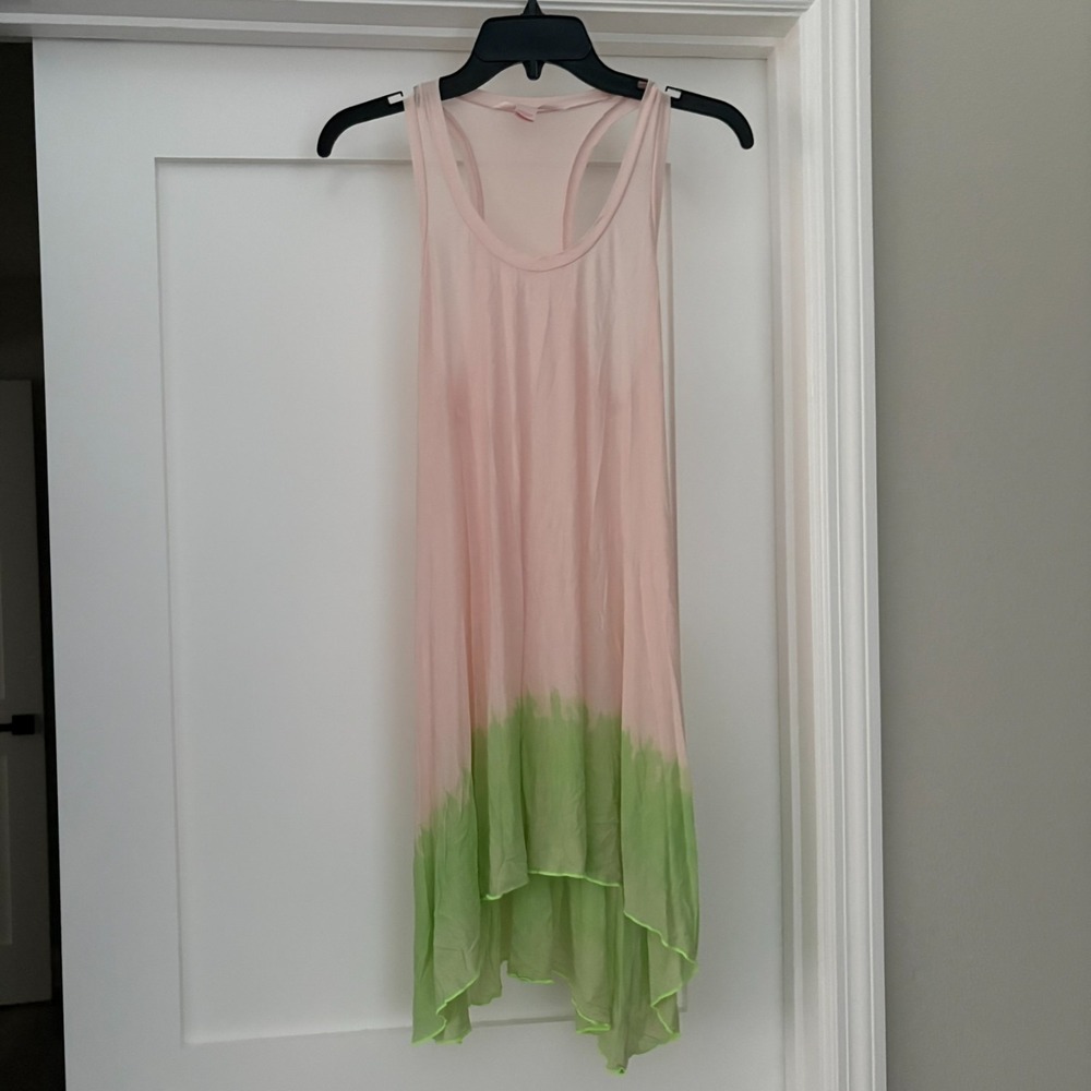 Victoria's Secret Womens Pink & Green Ombre Dip Dye Hi-Lo Hem Tank Dress Size S